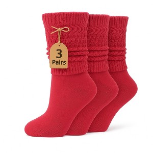 Women’s Lightweight Cotton Slouch Socks Over-the-Calf Knee-High Scrunch Socks 3 Pairs Shoe Size 5-10 - 1 of 3