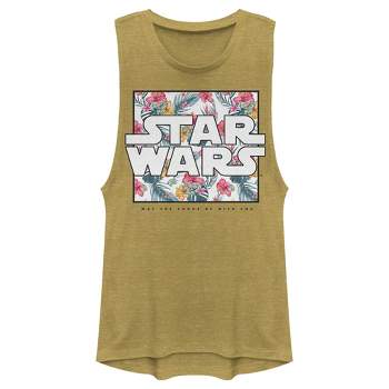 Juniors Womens Star Wars: Episode IV - A New Hope Floral Box Festival Muscle Tee