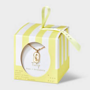 14K Gold Dipped Tulip Mother of Pearl Tag Necklace - A New Day™ Gold