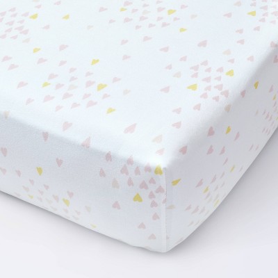 Image of Fitted Crib Sheet Hearts Pink - Cloud Island™ Pink