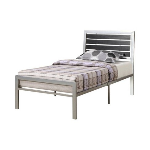 Twin Metal Bed With Wood Panel, Twin Size Metal Bed Frame With Headboard
