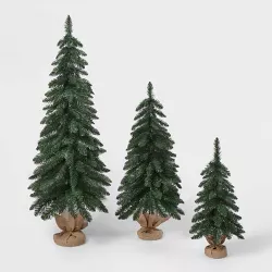 3pc Unlit Downswept Alberta Spruce Mini Artificial Christmas Trees with Burlap Base - Wondershop™