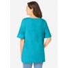 Woman Within Plus Size Perfect Cuffed Elbow-Sleeve Boat-Neck Tee - 3 of 4