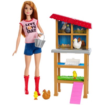 barbie doll and tractor set