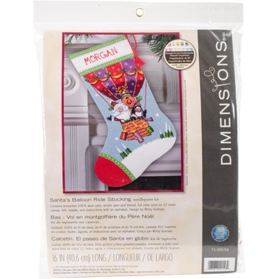 Dimensions Stocking Needlepoint Kit 16" Long-Santa's Balloon Ride Stitched In Yarn