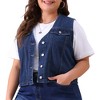 Agnes Orinda Women's Plus Size Sleeveless V Neck Button Down Casual Denim Vest - 2 of 4