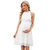 Maternity Halter Neck Dress Summer Casual Ruffle Sleeveless High Waisted Flowy Midi Dress Baby Shower Photoshoot - 2 of 4