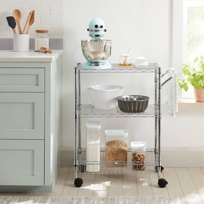 3 Tier Metal Utility Cart Chrome - Brightroom&#8482;