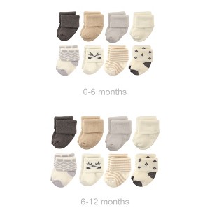 Hudson Baby Infant Girls Grow with Me Cotton Terry Socks, Aztec, 0-6 and 6-12 Months - 1 of 1