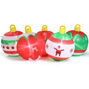 SEVOBAL Inflatable Holiday Decorations 6.9' Christmas Inflatable Decoration Inflatable Christmas Balls Funny Blow Up Yard Decor, Red, 82"*23.6"*43.3" - 1 of 4