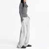 Clotth Womens Pinstripe Pleated Pants - Mid-rise Loose Straight Legs Fit with Pockets, Wide-Leg Streetwear Pants for Women & Men - 4 of 4