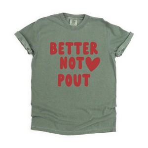 Simply Sage Market Women's Better Not Pout Bold Heart Short Sleeve Garment Dyed Tee - 1 of 3