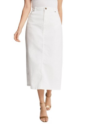 Jessica London Women's Plus Size True Fit Stretch Denim Midi Skirt