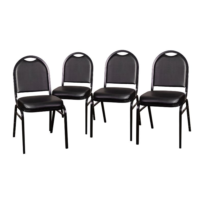 Flash Furniture HERCULES Series Set of 4 Commercial Grade 500 LB. Capacity Dome Back Stacking Banquet Chairs with Metal Frames, 1 of 13
