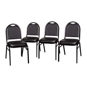 Flash Furniture HERCULES Series Set of 4 Commercial Grade 500 LB. Capacity Dome Back Stacking Banquet Chairs with Metal Frames