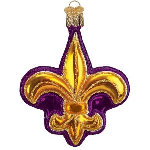 Old World Christmas Glass Blown Christmas Ornament, Purple Fleur De Lis (With OWC Gift Box) - 1 of 4