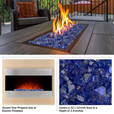 Cobalt Blue Tempered Glass Rocks for Fire Pit and Decor