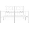 vidaXL Queen Metal Bed Frame with Headboard & Footboard, Sturdy Steel, White, No Mattress - 4 of 4