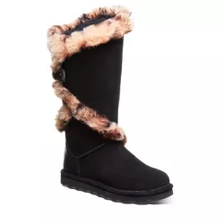 Bearpaw Women's Sheilah Boots | Black/Leopard Fur | Size 6