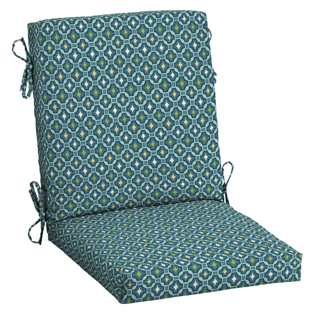 Photos - Pillow Arden 36.5"x18" Outdoor Mid Back Dining Chair Cushion Alana Blue Tile: UV