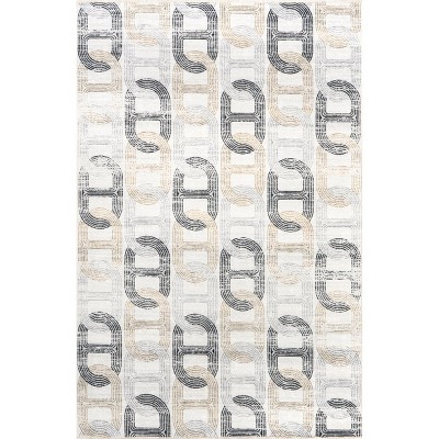 Nuloom Anja Geometric Links Pet Friendly Machine Washable Area Rug, 4' x 6', Beige