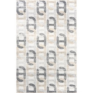 Nuloom Anja Geometric Links Pet Friendly Machine Washable Area Rug, 4' x 6', Beige - 1 of 4