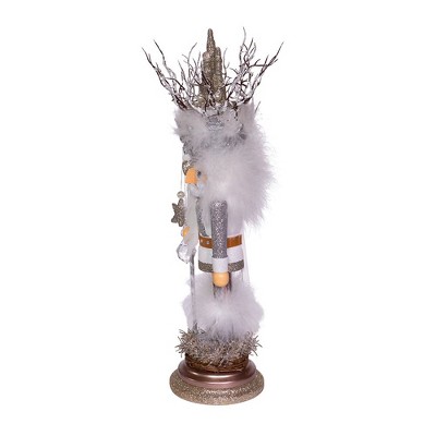 17.5-Inch Silver and White Wooden Christmas Nutcracker