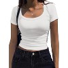 Zeagoo Women's Short Sleeve T Shirts Casual Summer Basic Scoop Neck Slim Fit Rib Knit Business Work Tee Tops - 3 of 4