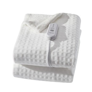 Electric Blanket, Waffle Heated Blanket with 5 Heating Levels and Time Setting, Machine Washable, ETL Certification - 1 of 4