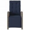 vidaXL Reclining Patio Chair with Footrest - Gray Poly Rattan, Navy Blue Cushion, Adjustable Backrest, Weather-Resistant for Outdoor/Indoor Comfort - 4 of 4