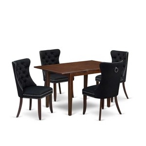 5-Piece Mahogany Finish Solid Wood Top - Rectangular Upholstered Dining Room Set  - Seats 4 - 1 of 4