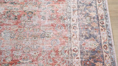 Kemer 5' x 7' Red and Blue Synthetic Traditional Rug