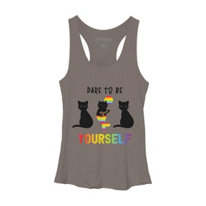 Adult Design By Humans Dare To Be Yourself Pride Cat Mermaid By Avocato Racerback Tank Top - 1 of 2