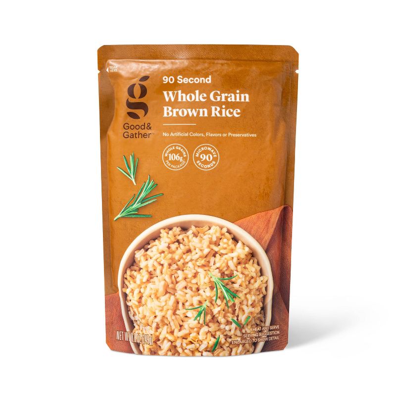 90 Second Whole Grain Brown Rice Microwavable Pouch - 8.8oz - Good &#38; Gather&#8482;, 1 of 4