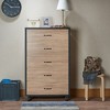 5-Drawer Weathered Light Oak Chest dressers with Metal Glide and Industrial Caster Wheels - 4 of 4