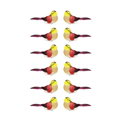 Northlight 12ct Spotted Bird Christmas Ornament Set 4.75" - Red/Yellow