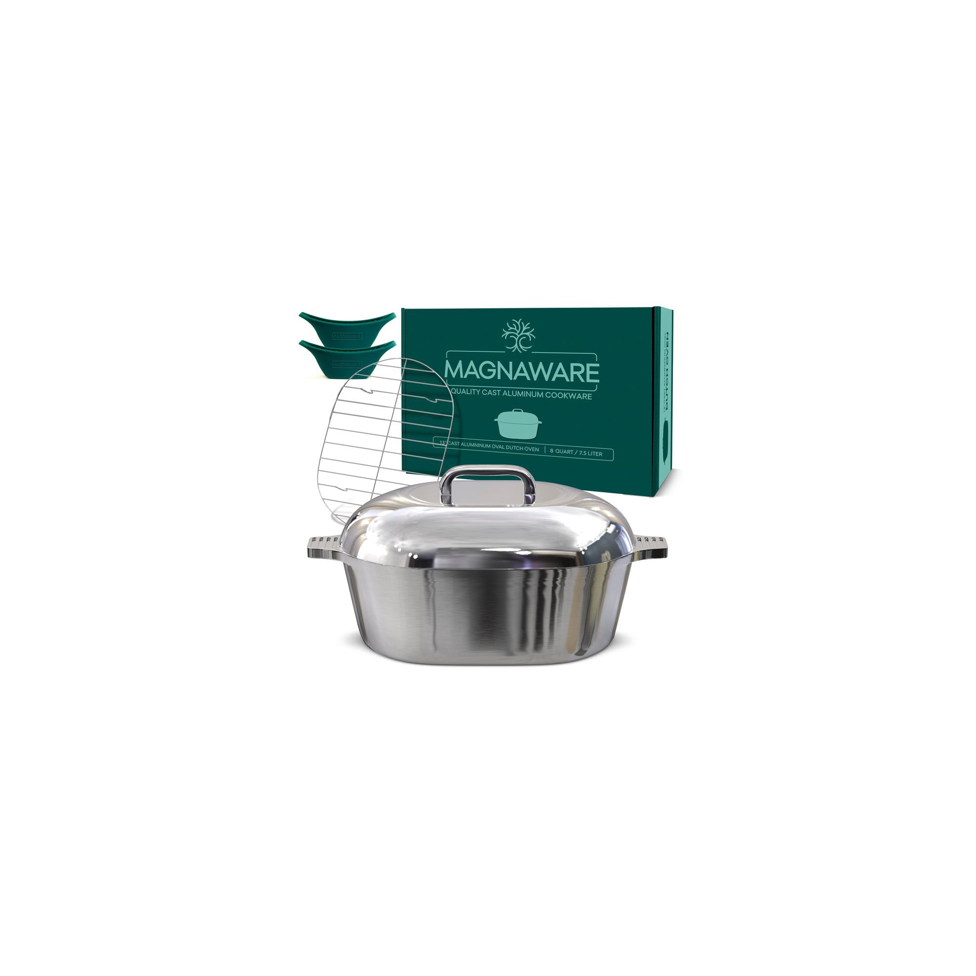 MAGNAWARE 8 Qt Cast Aluminum Oval Dutch Oven with Lid – Serves 8-12, Roasts, Stews & Cajun Cooking