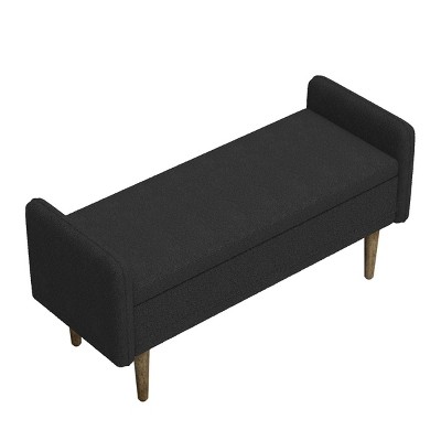 GlasFlength Ottomans and Benches Storage Ottoman Bench Upholstered Tufted Bench Bed Bench Ottomans for Living Room, Black, 44.5"*17"*21"