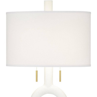 Athena 66.5" White and Gold Resin Floor Lamp with Linen Drum Shade