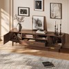 66.9" MDF TV Stand with Rattan Drawer and oft-Closing Doors, Drop-Down Cabinet and Solid Wood Legs - 4 of 4