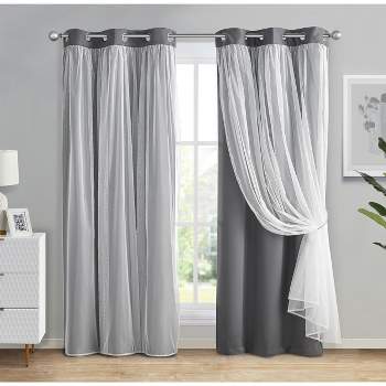 Kate Aurora Basic Elegance 2 Pack Double Layered Hotel Chic Sheer Light Defusing Curtains