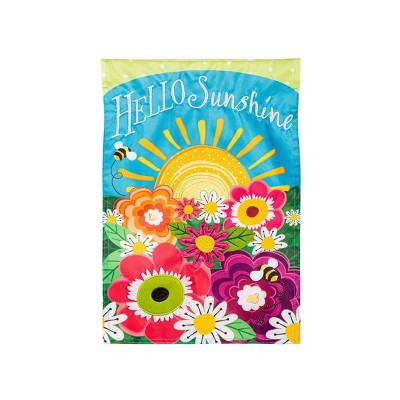 Hello Sunshine Multicolor Applique Garden Flag 12.5 x 18 Inches