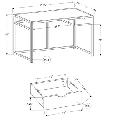 Industrial Brown and Black Home Office Desk with Storage Drawer