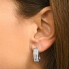 Pompeii3 1 1/2 cttw Princess Cut Diamond Three Row Hoops 10K White Gold 3/4" Tall - 3 of 4
