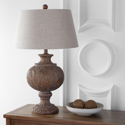 Scarlett 31" Faux Bois Resin LED Table Lamp with Linen Shade