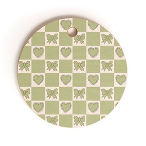 Doodle By Meg Green Bow Checkered Print Cutting Board - Round - 1 of 3