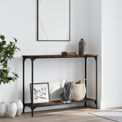 vidaXL Console Table Smoked Oak 39.8 in.x12 in.x29.5 in. Engineered Wood