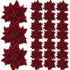 GAOMON 24PCS Velvet Poinsettia Flowers with Glitter - 6.3 in Artificial Christmas Flowers for Wreaths, Centerpieces and Holiday Decor，Very festive - 2 of 4