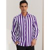 Lars Amadeus Men's Casual Striped Long Sleeves Button Down Shirts - 2 of 4