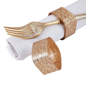 Silver Spoons Elegant Square Napkin Rings Set of 6, Glitz Design Napkin Holders for Table Setting  - 1 of 4